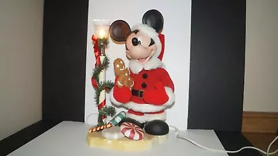 Santa's Best 1996 Animated 21  Christmas Mickey Mouse W/ Light Post NICE & WORKS • $22