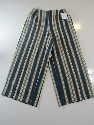 Womens Oneill Enrique Stripe Hight Waist Wide Leg Crop Pants Nwt • $14.99