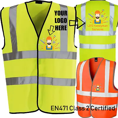 £4.99 • Buy Hi Vis Vest Personalised High Viz Visibility Custom Safety Waistcoat Colour Logo