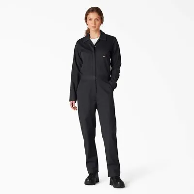 Dickies Womens M Long Sleeve Cotton Twill Coverall Work Jumpsuit Black Boiler • $65.76