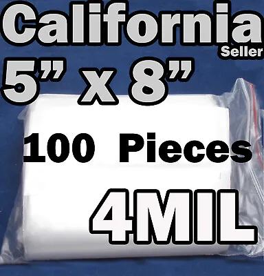 4MIL 100 Reclosable 5  X 8  Zip Bags Clear Poly Plastic Lock Able 4 Mil Bag • $14.75