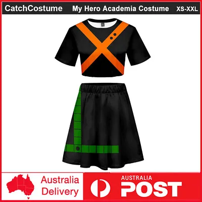 My Hero Academia Bakugou Katsuki Cosplay Costume Cheerleader Uniform Crop Top • £21.69