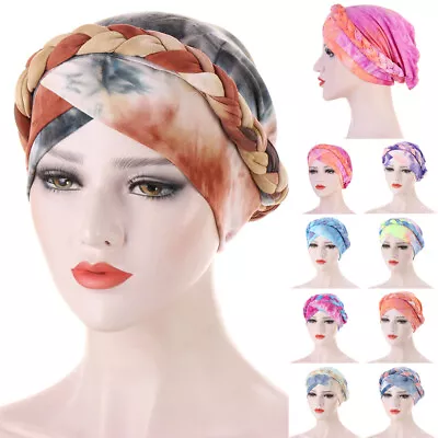 Tie-dye Hair Braid Chemo Cap Cancer Hat Muslim Hair Scarf Turban Hijab Head Wrap • £2.99