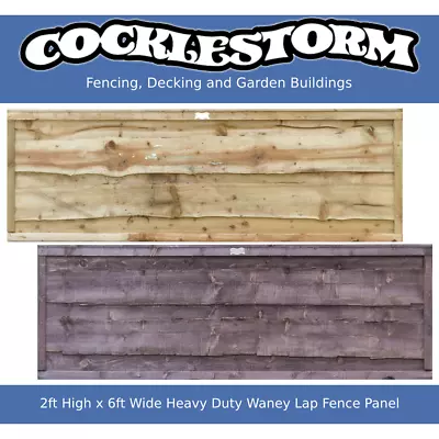 2ft High X 6ft Wide Heavy Duty Waney Lap Timber Garden Fence Panel • £21