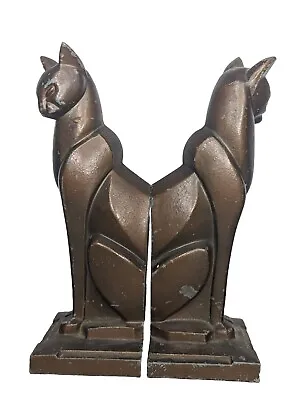 Frankart Bronze Tone Pair Of Siamese Cat Art Deco Bookends Circa 1930's Vintage  • $485