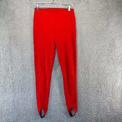 Vintage Stirrups Sweatpants Women's 16 Red Ribbed Acrylic Lycra USA Made 80s • $6.97