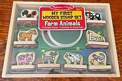 Melissa & Doug My First Wooden Stamp Set Farm Animals  Ages 3+ NEW! • $16