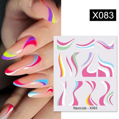 $1.10 • Buy Nail Art Water Decals Transfer Stickers Colorful Leave Flower Design Tips Decor