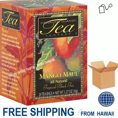 Hawaiian Islands MANGO MAUI 20 BAGS - All Natural Tropical BLACK TEA - 1.27oz  • $14.90