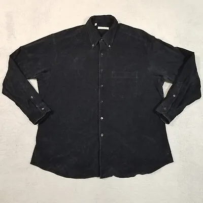 Ermenegildo Zegna Shirt Mens 2XL XXL Black Micro Corduroy Long Sleeve Pocket • $43.92