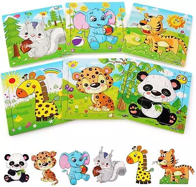 £11.19 • Buy Wooden Puzzle For 2 3 4 5 Years Old, 6 Pack Animal Wooden Jigsaw Puzzles