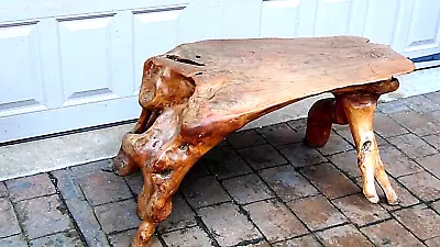 Antique Natural Maple Root  Table Free - Form  With Planed Top And Gnarled Base • $420