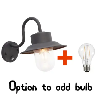 £40.80 • Buy Black Outdoor Wall Light/Lantern E27 PIR Sensor Gooseneck Down IP44 Bulb Option