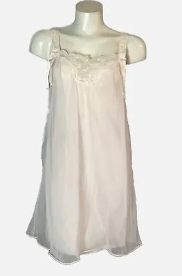 Vintage Sears Babydoll Sleep Gown Women's Small Pink Chiffon  • £44.32