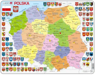 Political Map Of Poland/Polska - Frame/Board Jigsaw Puzzle 29cm X 37cm (LRS K97) • £8.79