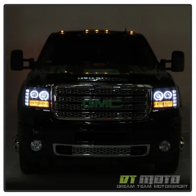 2007-2013 GMC Sierra 1500 2500HD LED DRL Halo Projector Headlights Headlamps Set • $172.99