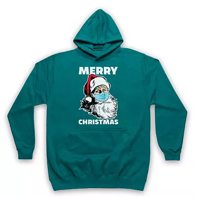 Santa Face Mask Merry Christmas Parody Father Xmas Unisex Adults Hoodie • £27.99