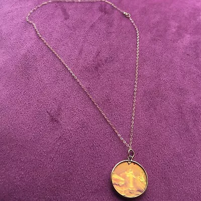 9 Ct Gold Amazing Stunning Unique Chain And  3 D Pendant With Horses • £155