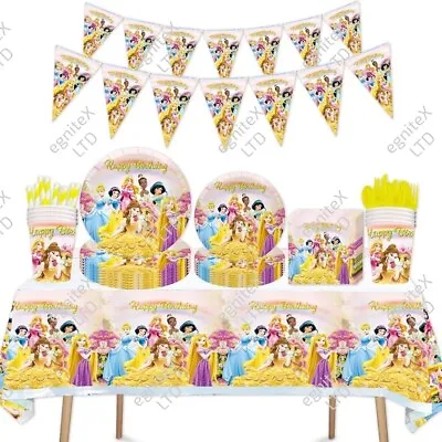 Disney Princess Tableware Birthday Decorations Party Supplies Balloons & Banner • £4.49