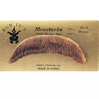 Brown Basic Character Moustache 100% Human Hair Costume Accessory Adult • $24.85