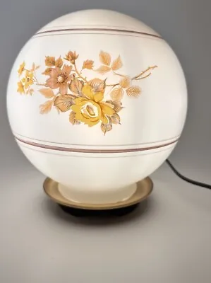 Table Lamp Vintage Shade And IKEA Lamp Base Floral W Earthtones MILK GLASS • $49