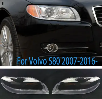 A Pair Front Headlight Clear Lens Shell +Seal Glue For Volvo S80 2007-2016- • $273.49