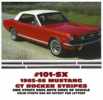 Ge-101-sx 1965 1966 Mustang Gt - Lower Side Rocker Stripe Kit - Solid - Custom • $47.23