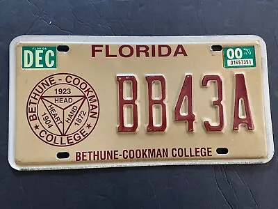 2000 Florida Bethune-Cookman College License Plate BB43A Specialty • $19