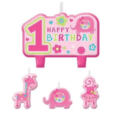 1ST BIRTHDAY GIRL Cake Candle Set 4 Pieces Kids Party Birthday Supplies • $4.95