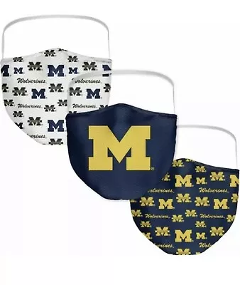 NEW Michigan Wolverines College Football Adult Face Masks 3-Pack • $10.19