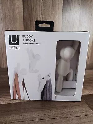 Umbra Buddy Decorative Wall Mounted Hooks/ Wall Hooks 3-Pack (White) • £9