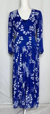 Calvin Klein Women's M ? Blue White Flowers Chiffon Overlay Tank Dress Lined • $17.99