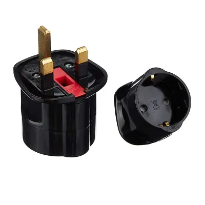 £3.98 • Buy European Euro EU Schuko 2 Pin To UK 3 Pin Plug Adaptor Travel Mains Black