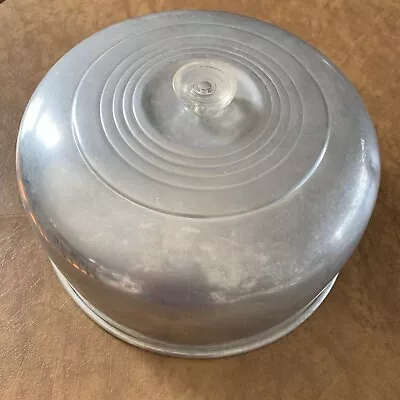 VTG Aluminum Cake Dome Lid Cover Plastic Knob Mid Century Modern 12x5 • $15