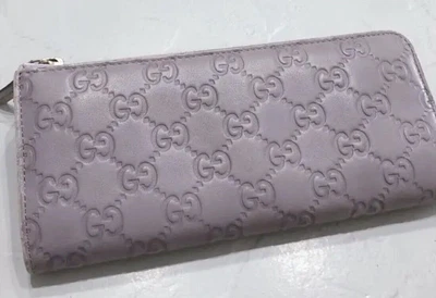 $316.22 • Buy Gucci GG Leather Long Wallet Round Zip Purple 332747 525040 Pre-owned