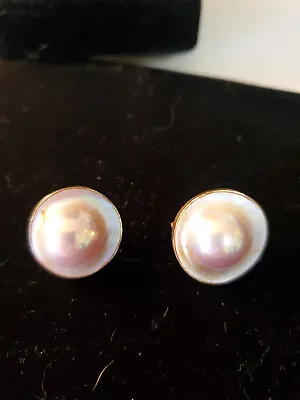Vintage 14k Mabe Pearl Earrings • $235
