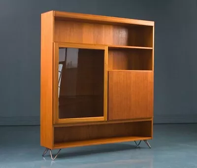 Mid Century Teak Drinks Cocktail  Cabinet  Bar  1970s On Hairpin Legs • £295