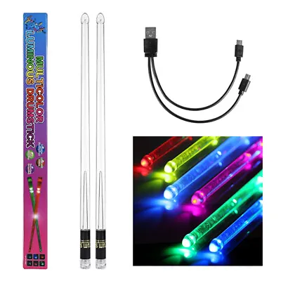 Durable Rechargeable LED Light Up 15 Color Changing Gradient Glow Drumsticks • $47.07