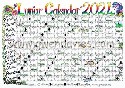 Large 2024 Wall Planner A2 Including Lunar Moon Cycle Luna Luner Gwen Davies • £5.99