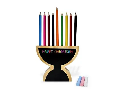 Wooden Menorah Pencil Holder & Chalk Chanukah Pencil Holder Hanukkah Pencil Ho • £12.99