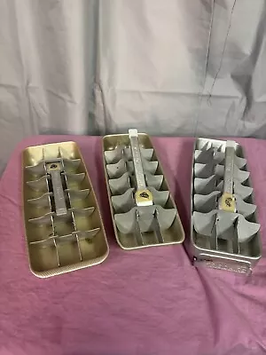 Vintage Frigidaire Magic Touch Aluminum Ice Cube Trays MCM Retro Lot Of 3 • $8.99