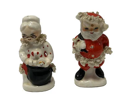 Vtg Napco Christmas Mr & Mrs Santa Claus Salt Pepper Shaker • $19