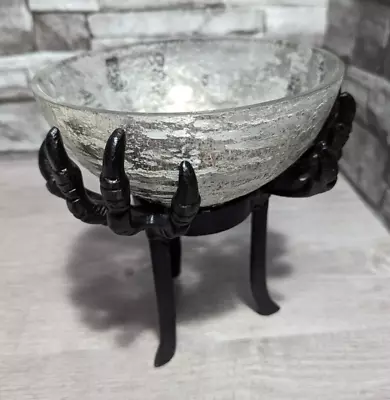 7  X 6  Ravens Claws Metal Stand W/Mercury Glass Bowl Dish Halloween Decor Prop • $31.45