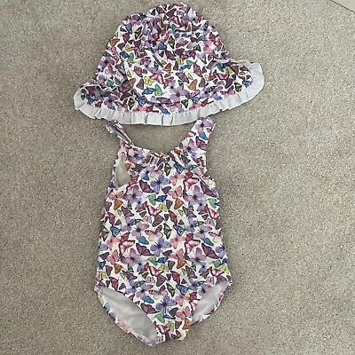 Next Baby Girls Swimming Costume 9 - 12 Months And Hat 6 - 12 Months • £4.50