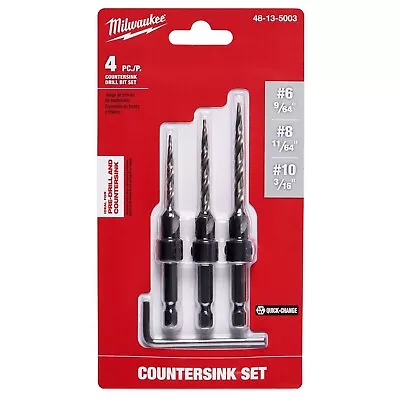 Milwaukee 48-13-5003 #6/#8/#10 Steel Countersink Drill Bit Set ~ 3 Pcs • $17.80