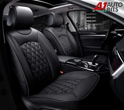 All Black Diamond PU Leather Front Seat Covers For BMW 3 5 Series E46 E60 E90  • £31.99