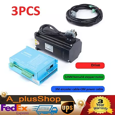 12Nm 3 Axis Nema 34 Closed Loop Stepper Motor Servo Driver Kit For CNC Engraving • $314.45