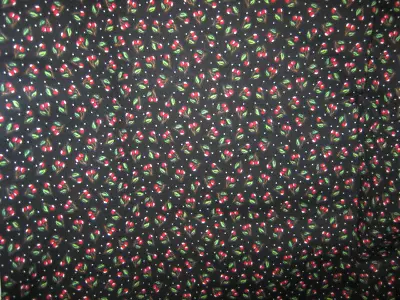 VTG Mary Engelbreit 2002 Cranston Cherries Black Cotton Fabric By The HALF YARD • $8