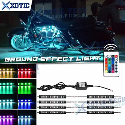 8x RGB LED Motorcycle Ground Effect Neon Glow Light Strips For Harley Davidson • $29.88