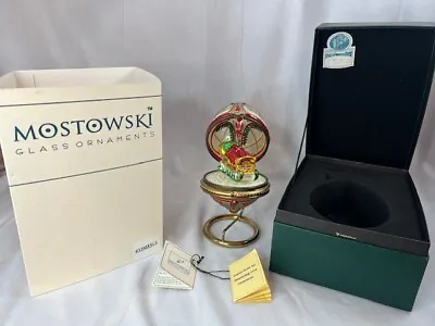 MOSTOWSKI Hand Blown Glass Hinged Musical Egg  White Christmas  With Sleigh • $164.99